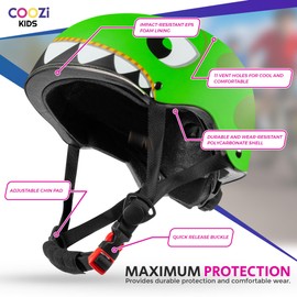 Niftii Kids Helmet with Pads - Adjustable Multi-Sport Complete Safety Gear for Cycling, Skateboarding & Scooting, Ideal for Boys & Girls Ages 3-15 Kids Bike Helmet Set, Dino