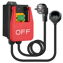 OBEISN Single-Phase On/Off Switch 230 V 16 A, Safety Switch, Zero Voltage Switch with Socket, Machine Switch for Quick Off of Milling Table and Other Electrical Devices