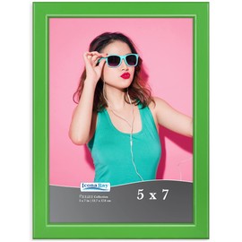 Icona Bay 7x5 Green Picture Frame, Coloured Solid Wood Scandinavian Style Frame for Photo, Pizzazz Collection