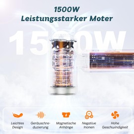 Föhn,Ionen Haartrockner, Leicht Mini Reisefön, Klein Föhn mit Diffusor,Hochgeschwindigkeit Haarföhn mit 110,000RPM Bürstenlosem Motor, Schnelles Trocknen Fön mit 3 Haartrockner Zubehör