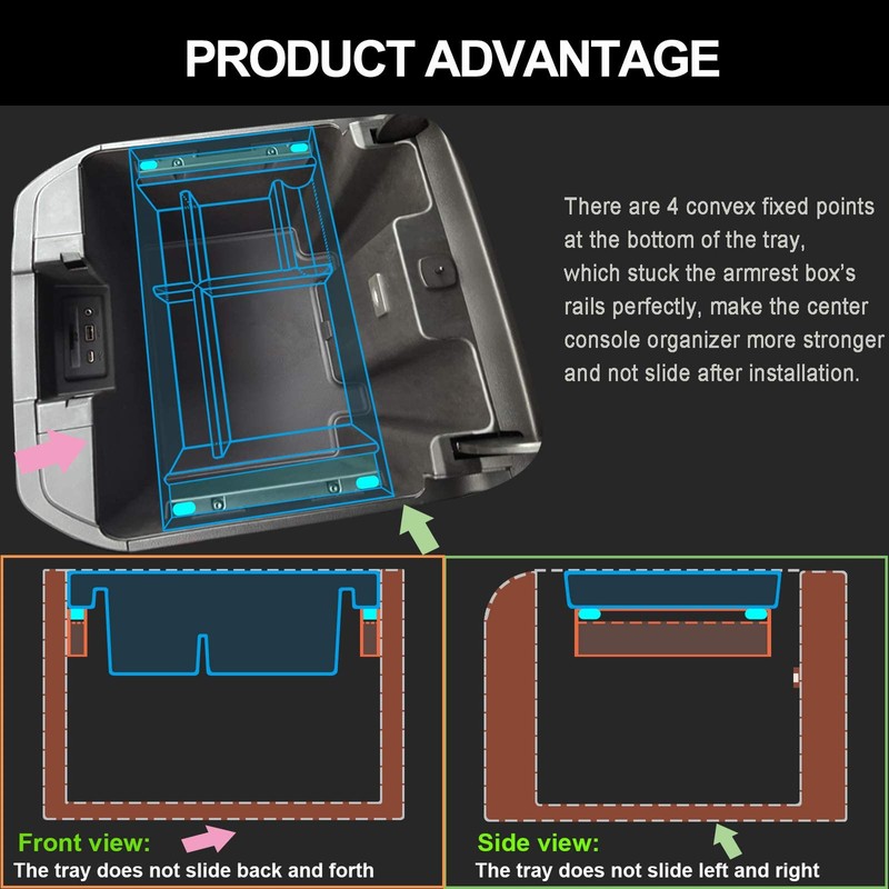 PIMCAR Center Console Organizer Compatible with 2019-2022 Chevy Silverado 1500/GMC