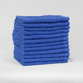Multi-Purpose Towels - High Capacity 12 Pack, 100% Cotton - Ultra Soft, Super Absorbent, and Quick-Dry for Spa, Hotels, Sports, Workouts, Yoga & Zumba. Size 16"x27" Made in Vietnam (Blue)
