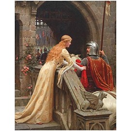 ArtDash Ready-to-Frame Archival-Quality Print - Historic Medieval Art by Edmund Blair Leighton: 'God Speed'. The Blessing of a Knight (8 Inch×10 Inch Textured Art Paper), Red