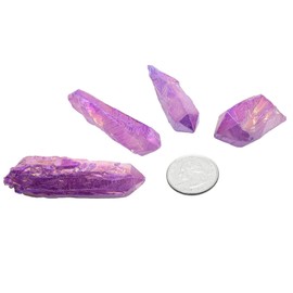 Nupuyai 460g Natural Rock Crystal Tip Irregular Titanium Garden Decoration Indoor Reiki Crystal Stones for Chakra Meditation and Home Decoration (Light Purple)
