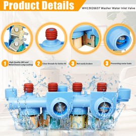 Upgraded WH13X26637 WH13X24058 Washer Water Inlet Valve, Compatible with GE Washing Machine, Replace WH13X26637-25PK 4546358 AP6282070 PS12171559 EAP12171559 Part Number