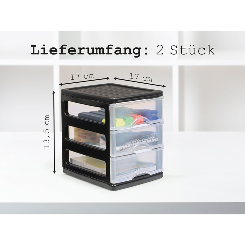 Hausfelder A6 Small Desk Drawer Cabinet 2 x Drawer System