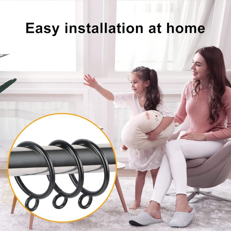 30 Pcs of 1.25 Inch Black Drapery Curtain Ring, Eau