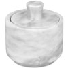 HESHIBI Marble Salt Cellar with Lid, White and Black Stone