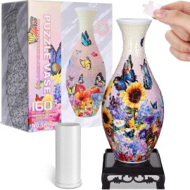Silipull 3D Puzzle Vase Puzzle Flower Vase Crafted from 160 Curved Plastic Puzzle Pieces