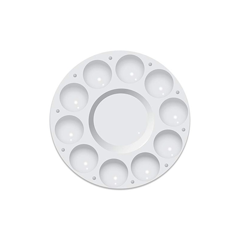 Round Artists Mixing Palette White Plastic