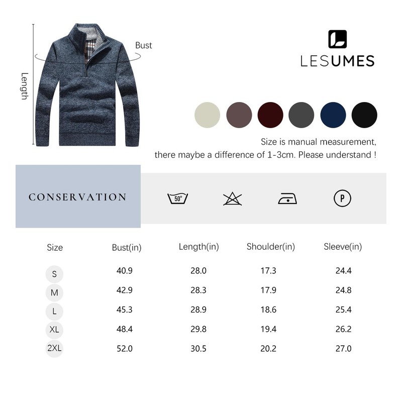 Les umes Mens Quarter Zip Jumper Plaid Fleece Lined Knit