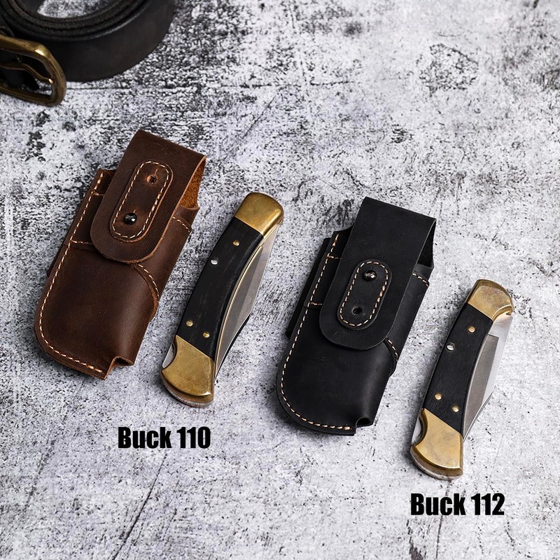 Topstache Leather Pocket Knife Sheath - Belt Loop EDC Belt