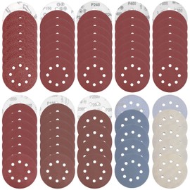 Demarsen Pack of 71 Sandpaper 125 mm Velcro Wet and Dry Sanding Discs Grit 60/150/240/400/800/1000/1500/2000/3000/5000 Without Holes Sanding Pads and 8 Hole Round Sanding Discs for Wood Metal