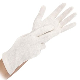 FRANZ MENSCH Hygostar Nature 27259 Cotton Gloves, Size M, Natural, Simple