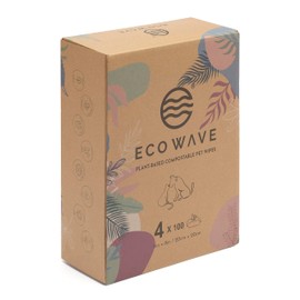Eco Wave Hypoallergenic Plant-Based Pet Wipes, Dog and Cat Grooming Wipes for Face, Ears, Body, Butt, and Paws, Fragrance Free, Compostable, 400 Count