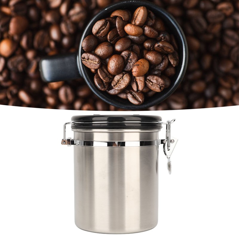Airtight Stainless Steel Coffee Bean Container Coffee Canister Kitchen Food