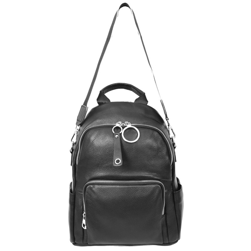 Womens Real Leather Fashion Backpack Casual Style Eliza (Black)