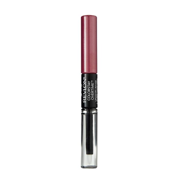Revlon ColorStay Overtime Lipcolor, Dual Ended Longwearing Liquid Lipstick with Clear Lip Gloss, with Vitamin E in Pink, Infinite Raspberry (005), 0.07 oz