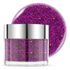 EODCI Dipping Powder 28 g, Purple Glitter, Acrylic Dip Powder for Long-Lasting Nail Art, Strong Dip Nails, Nail Powder for Nail Beginners and Professional Use
