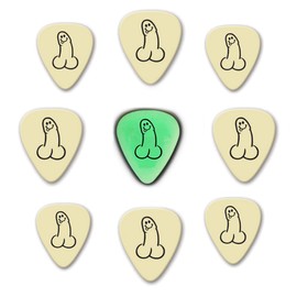 Glow In The Dark 'DickPicks' !! - Celluloid Electric & Acoustic Guitar Pick Plectrums (Pack of 9 Glow Dick Picks)