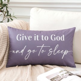 OTOSTAR Give It to God and Go to Sleep Decorative Pillow Covers for Bed Lumbar Throw Pillow Covers 16x24 Inch Two Sided Printing Pillowcase Decorative Bed Pillows for Home Bedroom (Lilac)