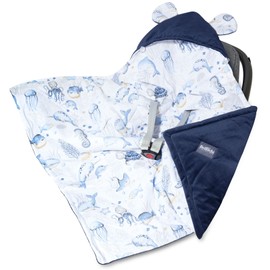 Bellochi Universal Baby Swaddling Blanket for Baby Seat and Car Seat Pram Blanket Footmuff Made of Cotton and Velvet e.g. Suitable for Maxi-Cosi, Römer, Cybex - Verne