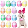 Leyndo 24pcs Pastel Plaid Plush Easter Egg Toys for Medium