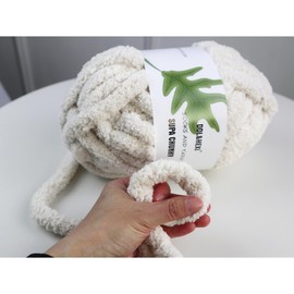DDL&HEXI 2 Park Super Chenille hilo grueso, kit para hacer cobijas, hilo de tejer jumbo, 226 g por bolsa (blanco)