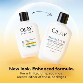 Olay Complete+ Face Moisturizer with Sunscreen SPF 40, For Sensitive Skin, Broad Spectrum Sun Protection, Fragrence-Free - No White Cast on All Tones,