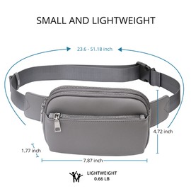 Fanny Pack for Women Men Fashion Small Waist Bag Belt Bag with Adjustable Strap for Travel Hiking Running (Grey)