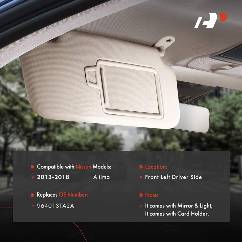 A-Premium Left Driver Side Sun Visor Compatible with Nissan Altima