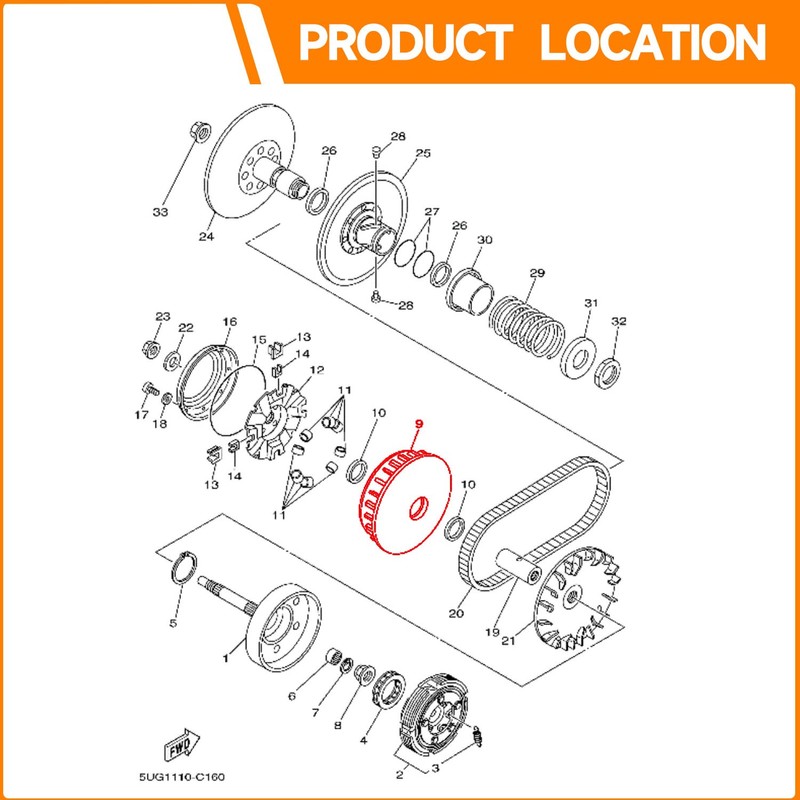 BRIDIOF Primary Clutch for Hisun ATV UTV 500 700, Bennche