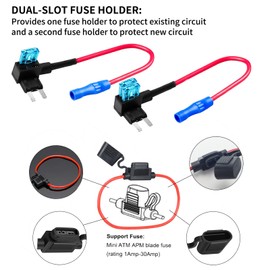 MuHize Mini ATM Fuse Tap Kit with 16 AWG Wiring - 120 Pcs 5A to 30A Fuses for Car RV Camper | Locking Holder Design