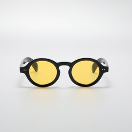 WDZAYXC Round Polarized Sunglasses with Thick Frame for Men and Women, black/yellow