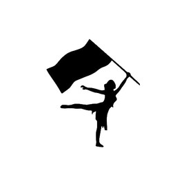 Color Guard Flag Silhouette Sticker Vinyl Decal Notebook Car Window Laptop 4"x 4.5" (Black)