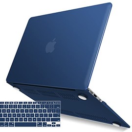 IBENZER Compatible with Old Version MacBook Air 13 Inch Case (2010-2017 Release). Models: A1466 / A1369, Plastic Hard Shell Case with Keyboard Cover for Mac Air 13, Navy Blue, A13NVBL+1