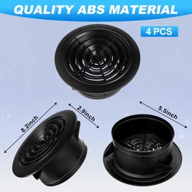 VIHOSE 4 Pcs Soffit Vent 6 Inch ABS Adjustable Exhaust Vent Covers with Built in Fly Screen Mesh Round Ceiling Diffuser for Closet Living Room Bathroom Kitchen Ventilation Use, Black