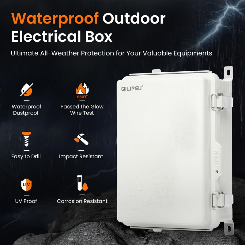 QILIPSU UL94-V0 Outdoor Electrical Box 13.8"x9.9"x5.9" Waterproof Junction Box Weatherproof