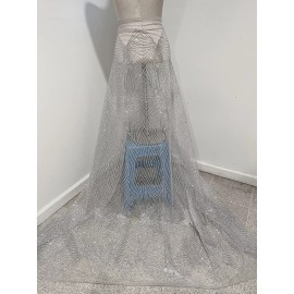 wowfabric4less123 Silver Sprinkles Glitter lace fabric 50" width Sold By The Yard