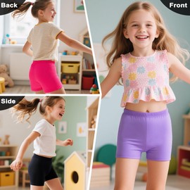 JinBei Girls Cycling Shorts Cotton Summer Breathable Short Leggings Kids Undershorts Comfortable Elastic Waistband PE Dancing Sports Gymnastics School Childrens Pants 3 Pack, 12-14 Years Black