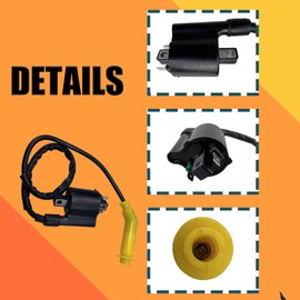 Ignition Coil with Cap & Ignition Key Switch Replace Part Number 30510-HP5-601Compatible with Honda Rancher 420 TRX420 2007-2013 with Start Relay and Spark Plug