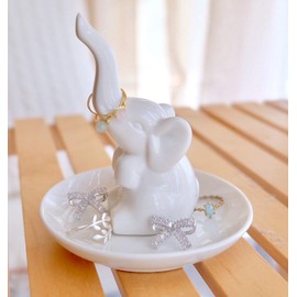 Titanape White Elephant Ring Holder, Elephant Gifts for Women Birthday, Unique Trinket Dish Gift for Mum, Friend, Girls, Her, Novelty Elephant Gifts Wedding Bridesmaid Christmas Gift