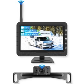 Rimoody 4.3'' HD IPS Screen Wireless Backup Camera, Digital Stable Signal, DIY Guide Lines, IP68 Waterproof, Night Vision, Wide Angle, Rear View Camera for Car/Truck/Pickup/SUV/Van/RV - Plug and Play