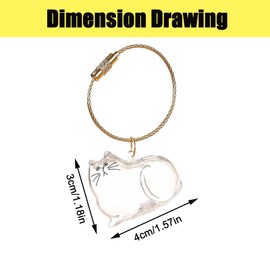 Zengjunwei Cat Hair Keyring, Cat Hair Memorial Capsules Keychain, Transparent Cat Hair Storage Box, Pet Hair Memory Box for Collecting Pet Hair (A)