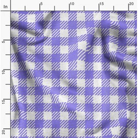 Soimoi Purple Cotton Voile Fabric Gingham Check Print Fabric by Yard 56 Inch Wide