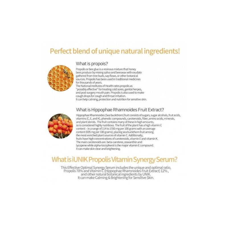 IUNIK Propolis Vitamina Synergy Suero Blanqueamiento Arrugas Cuidado Nutritivo Brightening
