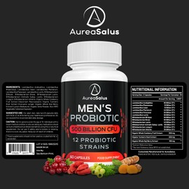 Probiotic for Men, 500 Billion CFU 12 Strains, Men's Probiotic with Cranberry, Turmeric, Goji Berry, Probiotics for Gut & Digestive Health, Gluten and Dairy Free, 60 Capsules (60 Count (Pack of 2))