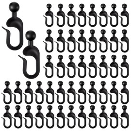 TIESOME 50pcs Plastic Hooks for Gazebo Curtains, Mosquito Netting Black Curtain Track Hooks Invisible Curtain Track Hooks for Outdoor Gazebo Canopy Home Hotel Supplies