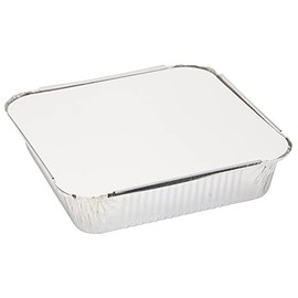M P (Pack of 25) Large Aluminium Foil Food Containers Trays with Lids (No.9) Catering Trays, Takeaway Foil Food Containers for Cooking Food Storage BBQ, Roasting Baking Broiling, Silver