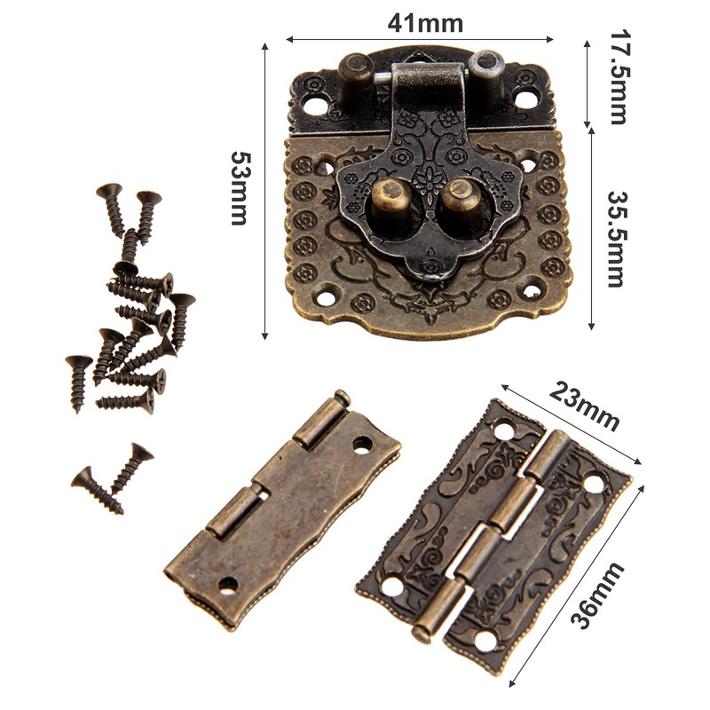 dophee 1Pc Decorative Embossing Box Hasp Latch Lock and 2Pcs